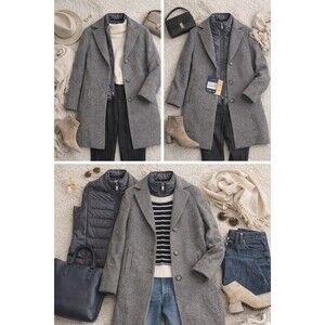 Cinzia Rocca Icons Medium Wool & Cashmere-Blend Coat Women Sz14 Inside Vest NWT